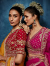 Rani Pink Designer Silk Saree with Heavy Embroidered Blouse