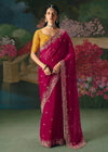 Rani Pink Designer Silk Saree with Heavy Zari Embroidery Work