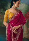 Rani Pink Designer Silk Saree with Heavy Zari Embroidery Work
