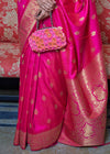 Rani Pink Dual Tone Zari Woven Handloom Banarasi Silk Saree