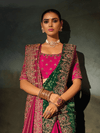 Rani Pink Embroidered Designer Tissue Silk Saree