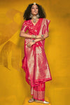 Rani Pink Kanjivaram Silk Saree with Gold Zari