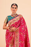 Rani Pink Paithani Silk Saree Zari Woven