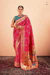 Rani Pink Paithani Silk Saree Zari Woven