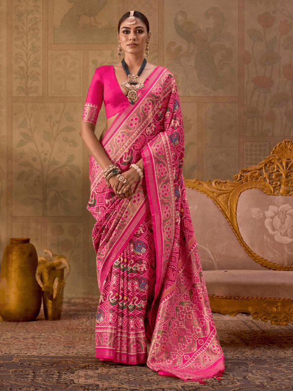 Rani Pink Patola Silk Saree