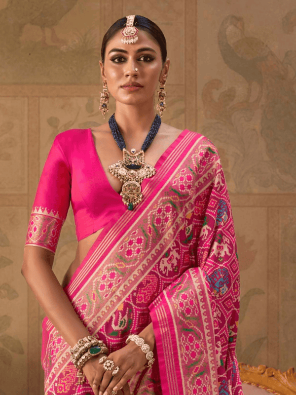 Rani Pink Patola Silk Saree