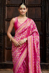 Rani Pink Woven Banarasi Saree