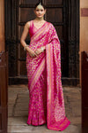 Rani Pink Woven Banarasi Saree