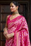 Rani Pink Woven Banarasi Saree