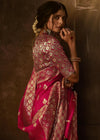 Rani Pink Woven Designer Banarasi Silk Saree