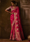 Rani Pink Woven Designer Banarasi Silk Saree