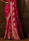 Rani Pink Woven Designer Banarasi Silk Saree