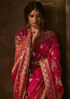 Rani Pink Woven Designer Banarasi Silk Saree