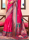 Rani Pink Woven Paithani Soft Silk Saree