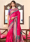 Rani Pink Woven Paithani Soft Silk Saree