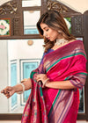 Rani Pink Woven Paithani Soft Silk Saree