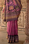 Raspberry Pink Printed Patola Saree