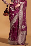 Raspberry Purple Georgette Handloom Saree