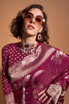 Raspberry Purple Georgette Handloom Saree