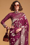 Raspberry Purple Georgette Handloom Saree