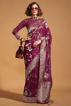 Raspberry Purple Georgette Handloom Saree