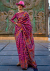 Raspberry Purple Kashmiri Jamawar Organza Silk Saree