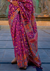 Raspberry Purple Kashmiri Jamawar Organza Silk Saree