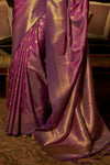 Raspberry Purple Woven Kanjivaram Handloom Silk Saree