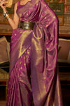 Raspberry Purple Woven Kanjivaram Handloom Silk Saree