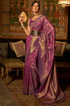 Raspberry Purple Woven Kanjivaram Handloom Silk Saree