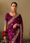 Raspberry Violet Fancy Dola Silk Designer Saree