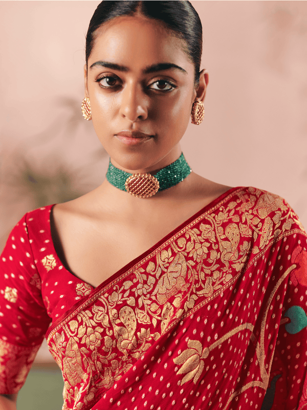 Red Bandhani Patola Silk Saree