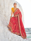 Red Georgette Bandhani Patola Saree