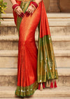 Red Orange Woven Kanjivaram Silk Saree