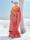 Rich Crimson Red Georgette Bandhani Patola Saree