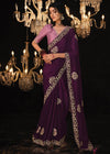 Rich Purple Heavy Embroidery Designer Silk Saree