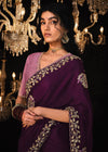 Rich Purple Heavy Embroidery Designer Silk Saree