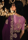 Rich Purple Heavy Embroidery Designer Silk Saree