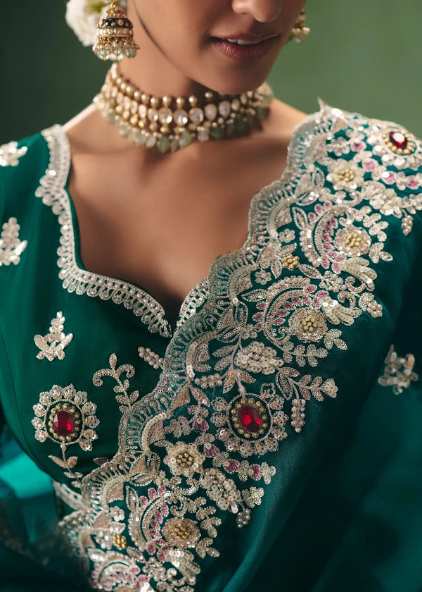 Rich Teal Green Georgette Silk Saree