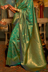 Rifle Green Woven Kanjivaram Handloom Silk Saree