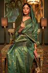 Rifle Green Woven Kanjivaram Handloom Silk Saree