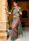 Roasy Brown and Green Kanjivaram Saree