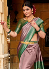 Roasy Brown and Green Kanjivaram Saree