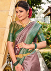 Roasy Brown and Green Kanjivaram Saree