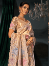 Rose Gold Embroidered Designer Tissue Silk Saree