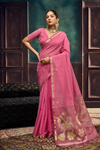 Rose Pink Banarasi Cotton Silk Saree