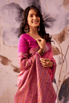Rose Pink Banarasi Cotton Silk Saree