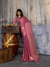 Rose Pink Banarasi Satin Silk Saree