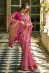 Rose Pink Banarasi Tissue Silk Saree