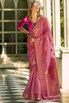 Rose Pink Banarasi Tissue Silk Saree